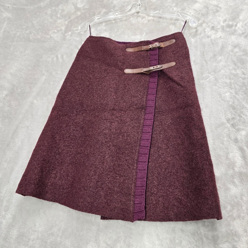 Philosophy Wrap Skirt Women 2 Burgundy Virgin Wool Equestrian Academia Preppy - Picture 11 of 16